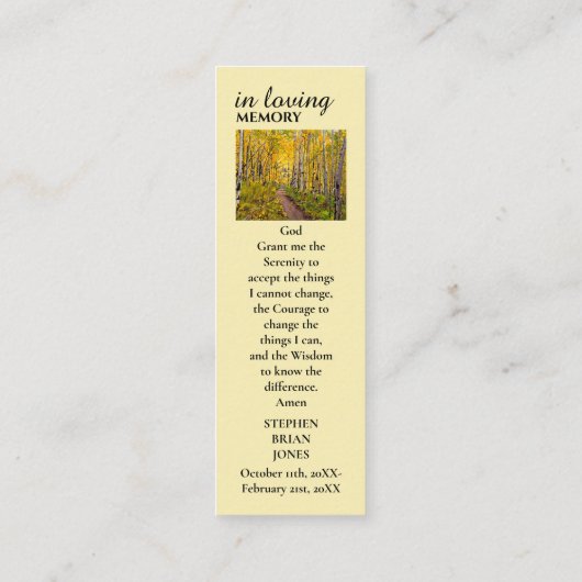 Viering van de Life Blessing Memorial Kaart Mini Visitekaartje (Achterkant)