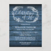 Viering van de "Life Blue Wood Photo Invitation" Aankondigingskaart (Voorkant)