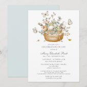 Viering van de "Life Dusty Blue Floral Butterfly" Kaart (Voorkant / Achterkant)