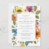 Viering van de "Life Dusty Boho Summer Floral Invi Kaart (Voorkant)