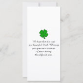 Viering van de "Life Memorial Sympathy Card" (Achterkant)