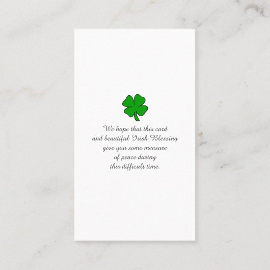 Viering van de "Life Memorial Sympathy Card" Visitekaartje (Achterkant)