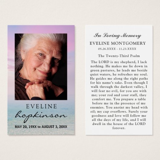 Viering van de Life Ocean Photo Prayer Card Visitekaartje (Voorkant /achterkant)