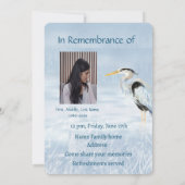 Viering van de Life Service Great Blue Heron Bird Kaart (Achterkant)