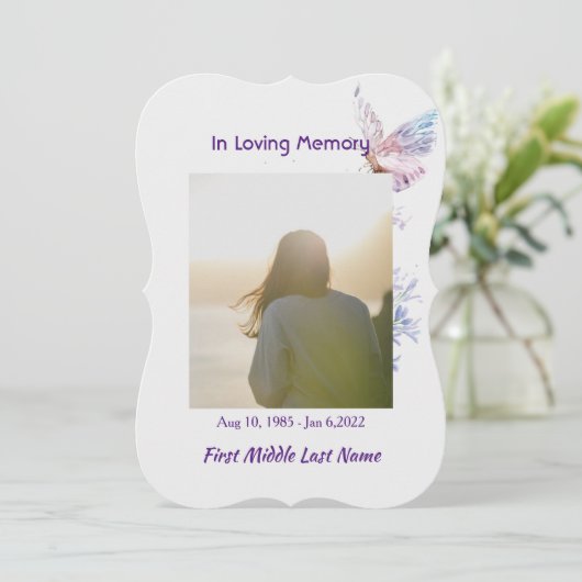 Viering van de Life Service Nodig Butterfly uit Kaart (Staand voorkant)