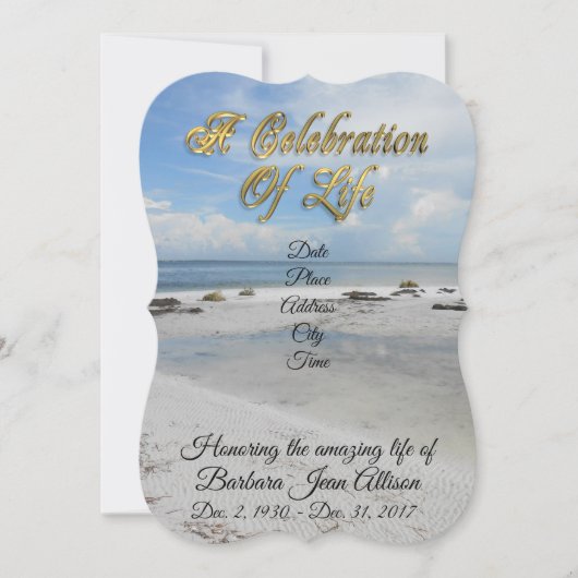 Viering van de Life-uitnodiging Beach Kaart (Voorkant)