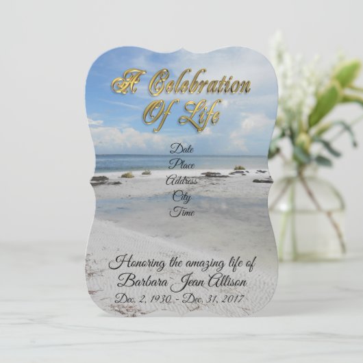 Viering van de Life-uitnodiging Beach Kaart (Staand voorkant)
