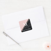 viering van de roze en zwarte marmer textuur vierkante sticker (Envelop)