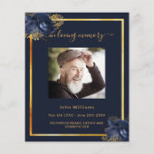 Viering van de uitnodiging van de begrafenis blauw (Achterkant)