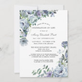 Viering van de uitnodiging van Life Blue Floral (Voorkant)