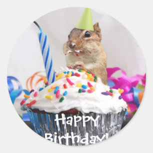 viering van de verjaardag van chipmunk ronde sticker