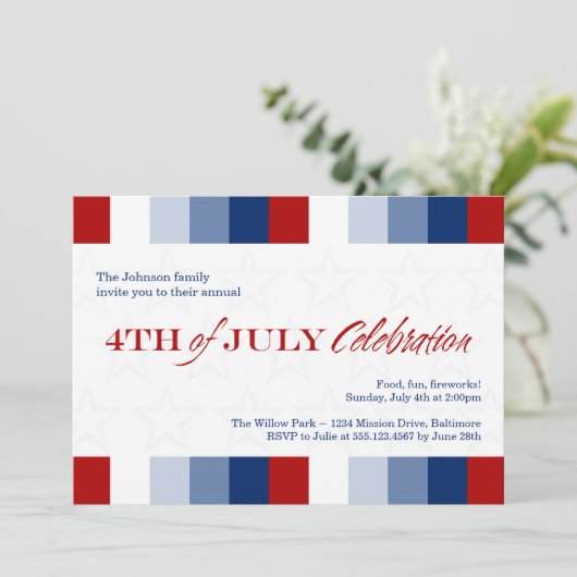 Viering van de vierde roodwitte blauwe Onafhankeli Kaart (Staand voorkant)