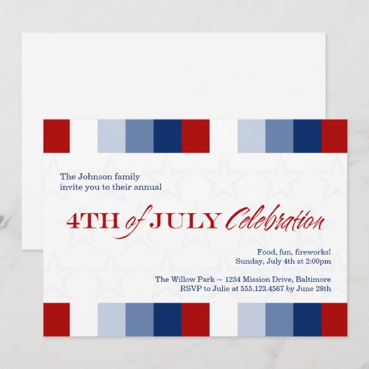 Viering van de vierde roodwitte blauwe Onafhankeli Kaart (Voorkant / Achterkant)