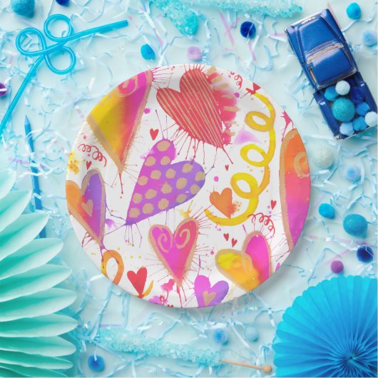 Viering van de Waterverf van de liefde Papieren Bordje (Feest)