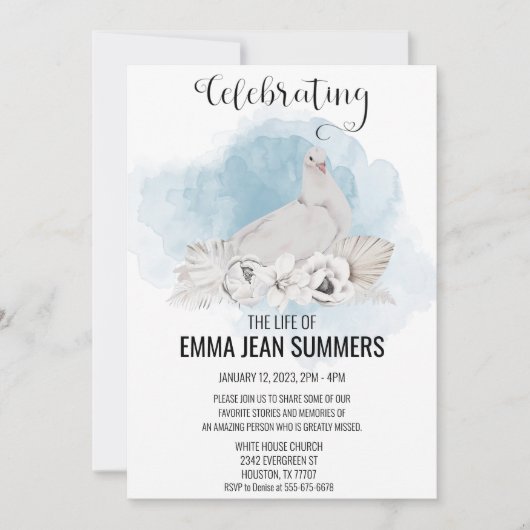 Viering van de Waterverf van de Witte Dove van het Kaart (Voorkant)