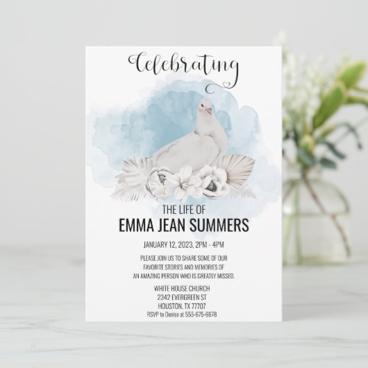 Viering van de Waterverf van de Witte Dove van het Kaart (Staand voorkant)