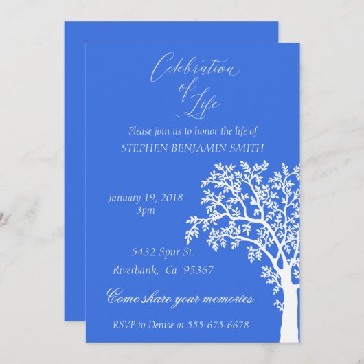 Viering van de White Tree van Life Memorial Servic Kaart (Voorkant / Achterkant)