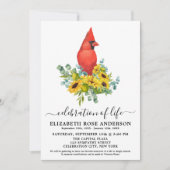 Viering van de zonnebloem - kardinaal begrafenis kaart (Voorkant)