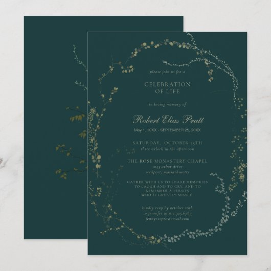 Viering van een begrafenistechniek van het leven - kaart (Voorkant / Achterkant)