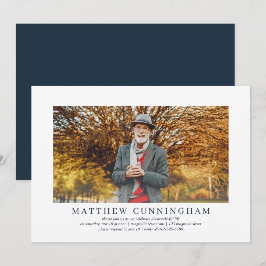 Viering van een moderne, eenvoudige elegante foto kaart (Voorkant / Achterkant)