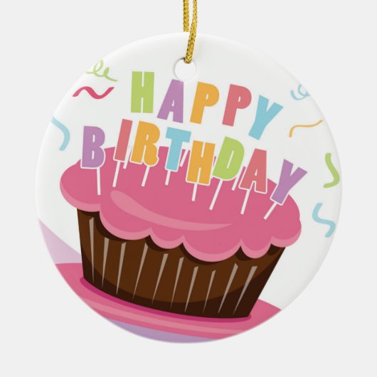viering van gelukkige verjaardag keramisch ornament (Voorkant)