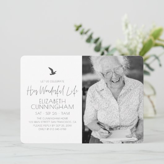 Viering van haar levensmonument Moderne foto Kaart (Staand voorkant)