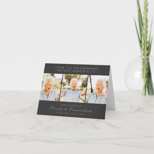 Viering van haar moderne, eenvoudige drie foto's bedankkaart (Voorkant)