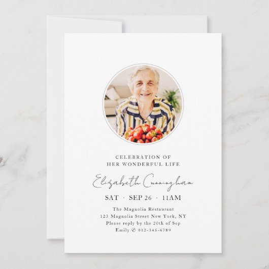 Viering van haar prachtige leven Modern Memorial Kaart (Voorkant)