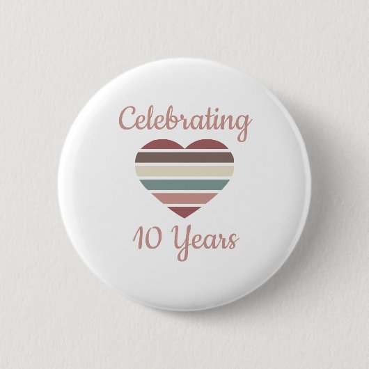 Viering van het 10e Jubileum van de bruiloft Ronde Button 5,7 Cm (Voorkant)