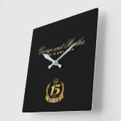 Viering van het 15e Jubileum. Personaliseerbaar. Vierkante Klok (Hoek)
