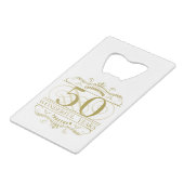 Viering van het 50e Jubileum Creditkaart Flessenopener (Voorkant Gekanteld)