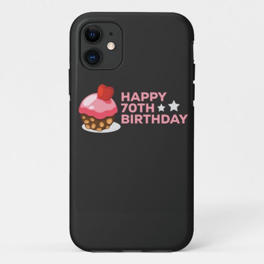 viering van het 70e verjaardagsontwerp met cake Case-Mate iPhone case (Achterkant)