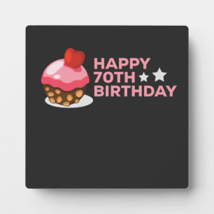 viering van het 70e verjaardagsontwerp met cake fotoplaat