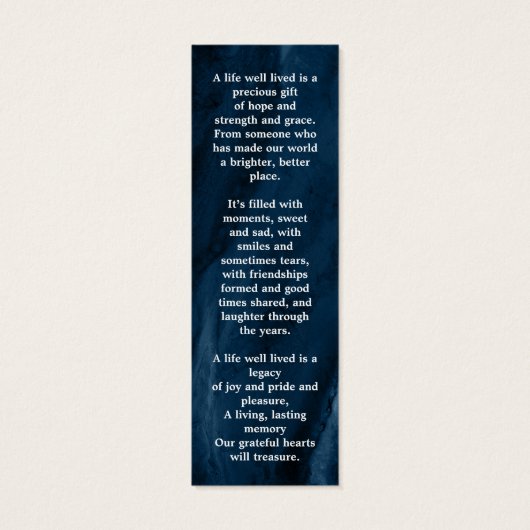 Viering van het Bladwijzer van het blauw marmerged Mini Visitekaartjes (Achterkant)