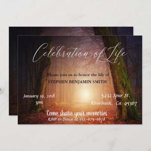 Viering van het bos van de zonneschijnbomen voor d kaart (Voorkant / Achterkant)