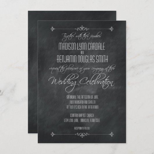  viering van het Chalkboard Wedding-feest Kaart (Voorkant / Achterkant)