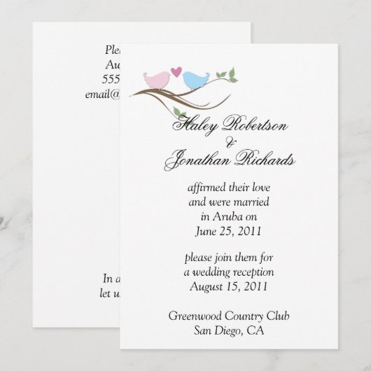 Viering van het huwelijk van Lovevogels Kaart (Voorkant / Achterkant)