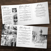 Viering van het leven 10-foto Zwart-wit begrafenis Drieluik Programma