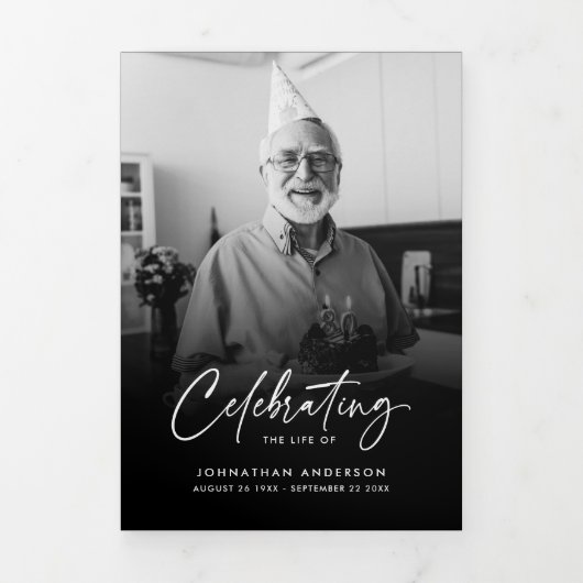 Viering van het leven 10-foto Zwart-wit begrafenis Drieluik Programma (Cover)