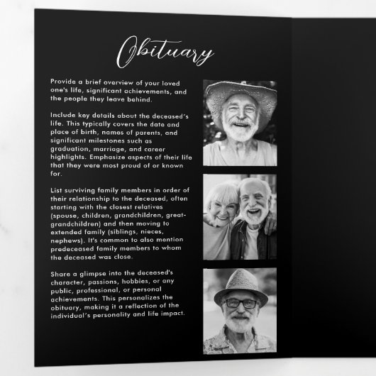 Viering van het leven 10-Photo Collage Modern Drieluik Programma (Binnenzijde eerst)