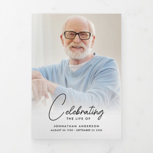 Viering van het leven 14-foto Zwart-wit begrafenis Drieluik Programma (Cover)