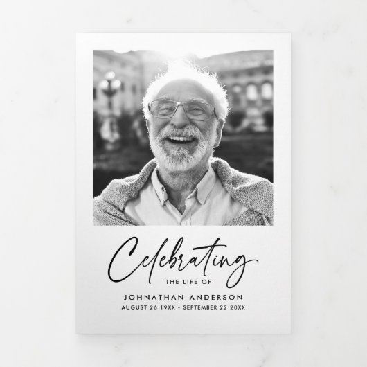 Viering van het leven 14-foto Zwart-wit begrafenis Drieluik Programma (Cover)