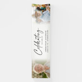 Viering van het leven 2-foto begrafenis of gedenkt spandoek (Verticaal)