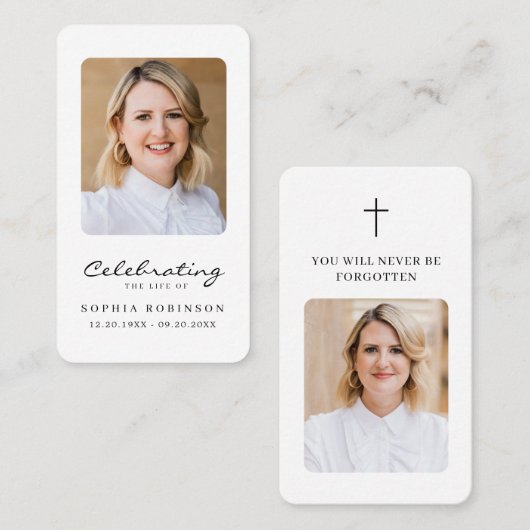 Viering van het Leven 2 Foto Begrafenisgebed Kaart Visitekaartje (Voorkant / Achterkant)