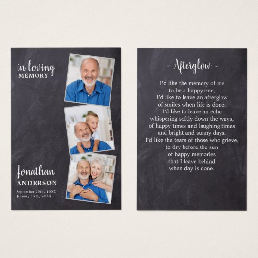 Viering van het leven 3 Foto Begrafenisgebed Kaart (Voorkant /achterkant)