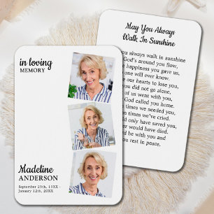 Viering van het leven 3 Foto Memorial Prayer Kaart