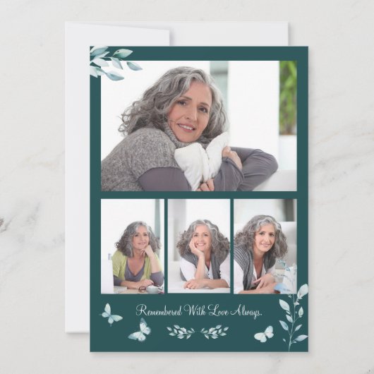 Viering van het leven 4 Foto Vlinder Begrafenis Kaart (Achterkant)