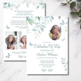 Viering van het leven 4 Foto Vlinder Begrafenis Kaart