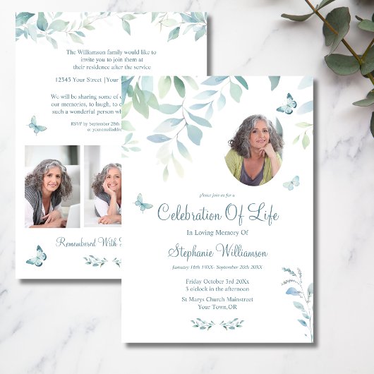 Viering van het leven 4 Foto Vlinder Begrafenis Kaart