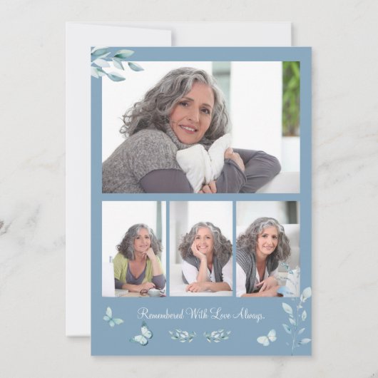 Viering van het leven 4 Foto Vlinder Begrafenis Kaart (Achterkant)